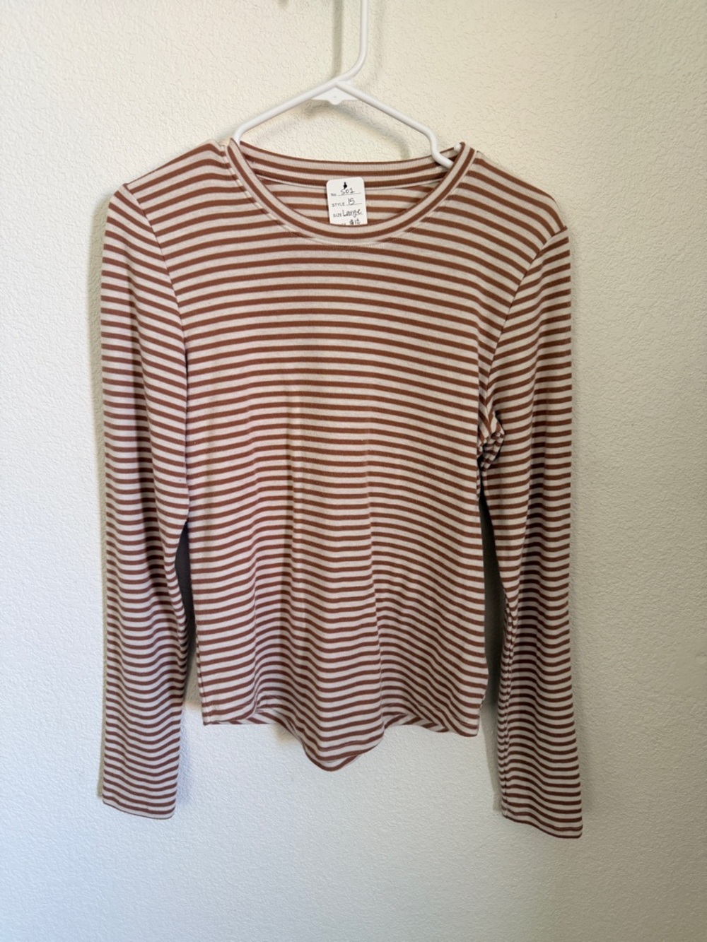 American Eagle Striped Long-Sleeve Crewneck Top - Brown & Cream super soft!